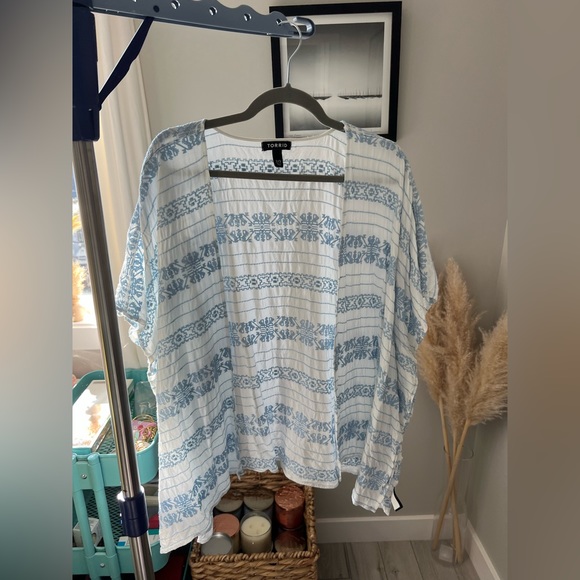 Torrid Blue & White Floral Cardigan - 2/3 - Picture 1 of 9